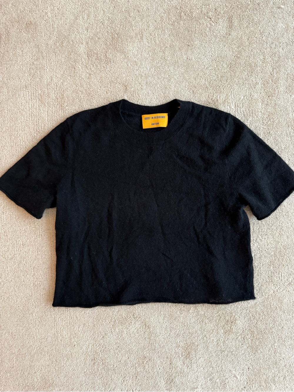 Guest in Residence Black Cropped Knit Tee